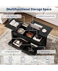 gaomon 47.2'' Lift-Top Coffee Table with Split Lift Design, Storage Shelf, 2 Drawers & Hidden Compartment