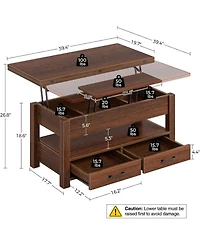 gaomon Lift Top Coffee Table with Storage, Multi-Function Convertible Coffee Table for Living Room, Adjustable Height Dining Desk