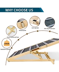 Aostirmotor Adjustable Dog Ramp for Couch, 6 Heights 14"-25" with Non-Slip Pad, Portable Stable Pet Steps for Small Dogs, Sofa and Stairs