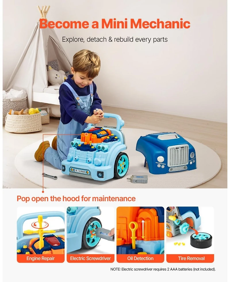 Mecale 60 Piece Kids Engine Toy with Lights and Sounds, Ages 3+