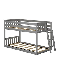 Max & Lily Solid Wood Twin over Low Bunk Bed with Ladder on End For Kids
