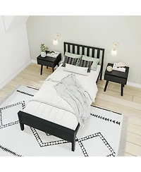 Max & Lily Scandinavian Twin Bed Frame, Solid Wood Platform with Headboard