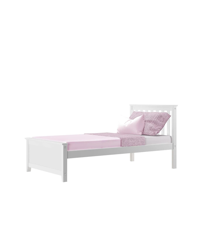 Max and Lily Twin Bed Frame with Headboard, Solid Wood Platform for Kids