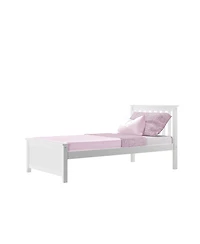 Max and Lily Twin Bed Frame with Headboard, Solid Wood Platform for Kids