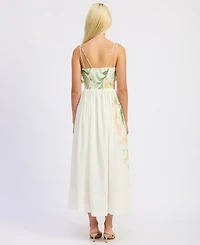 En Saison Women's Sleeveless Bustier V-Neck Midi Dress