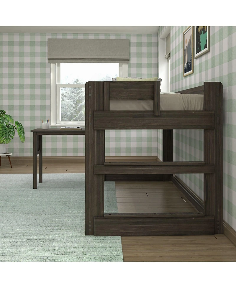 Max & Lily Solid Wood Loft Bed with Desk, Modern Farmhouse High Twin Loft Bed For Kids