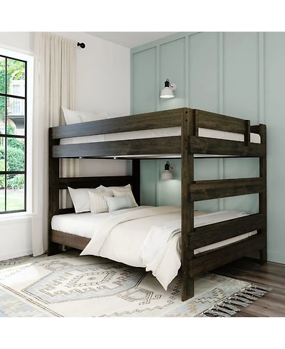 Max & Lily Farmhouse Queen Over Queen Bunk Bed for Kids Solid Wood