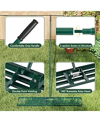 Sugift Heavy Duty Lawn Leveling Rake in for Soil