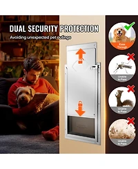 Aostirmotor Large Pet Door with lockable magnetic flap, durable aluminum frame, secure and energy-efficient, easy installation