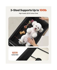 Aostirmotor Large Foldable Elevated Pet Lounge Bed with wheels and side storage bags, sturdy raised design, portable and convenient