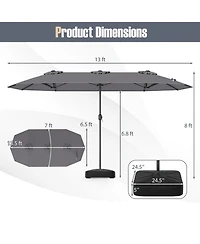 Sugift Double-Sided Patio Twin Table Umbrella with Crank Handle