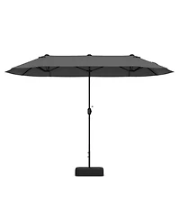 Sugift Double-Sided Patio Twin Table Umbrella with Crank Handle