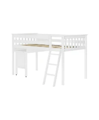 Max & Lily Solid Wood Twin Loft Bed, Loft Bed with Pull Out Desk and Ladder for Kids