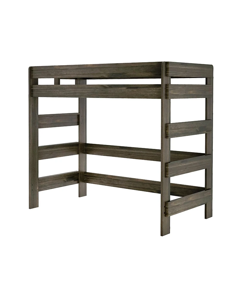 Max & Lily Solid Wood Modern Farmhouse High Loft Bed, Twin Bed Frame For Kids
