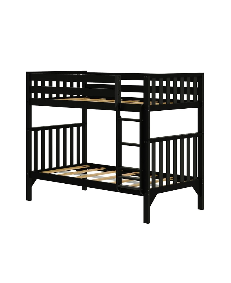 Max & Lily Bunk Bed, Scandinavian Solid Wood Twin over Beds for Kids