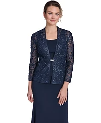 Jessica Howard Petite Scoop Neck Gown & Jacket, 2-Piece Set