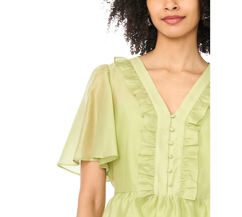Vince Camuto Women's Flutter-Sleeve V-Neck Top