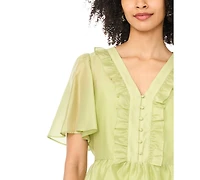 Vince Camuto Women's Flutter-Sleeve V-Neck Top