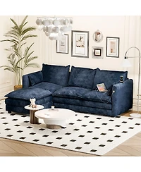 Dyhome Modular Sectional Sofa L Shaped Couch, 3 Seat Sofa Set with Ottoman and Pillows, Chenille Fabric