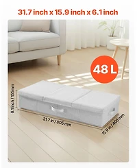 Gouun Foldable Under-Bed Storage Containers with Lids, 48L, 31.7 x 15.9 x 6.1 in, 2 Pack