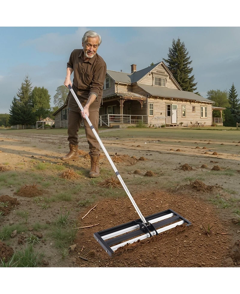 Sugift Updated Lawn Leveling Rake, Stainless Steel for Yard and Golf Course