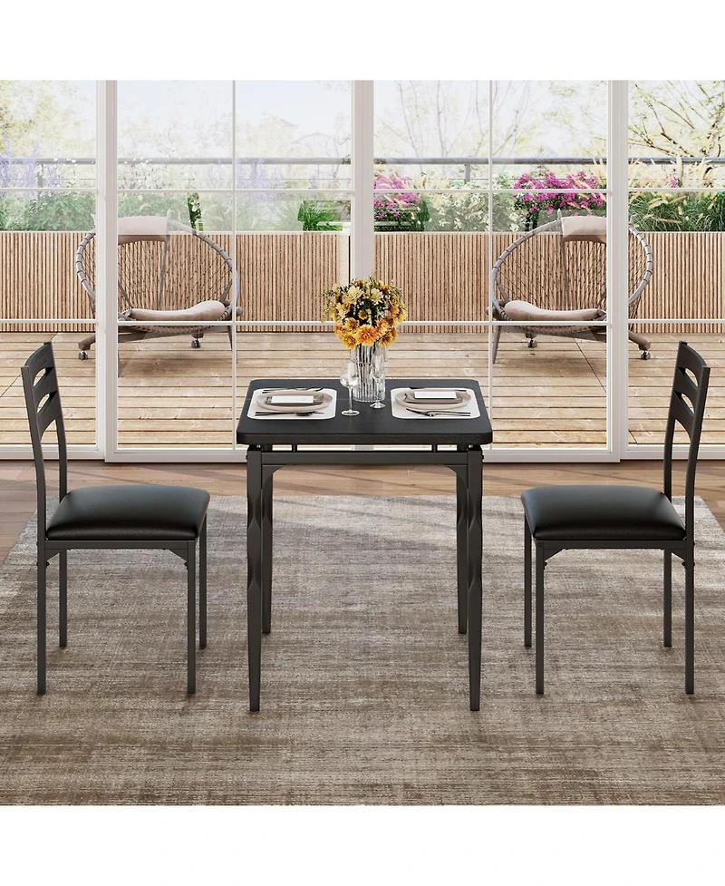 gaomon 3 Piece Dining Table Set, Farmhouse Style and Chairs Set for 2, Room Kitchen Apartment