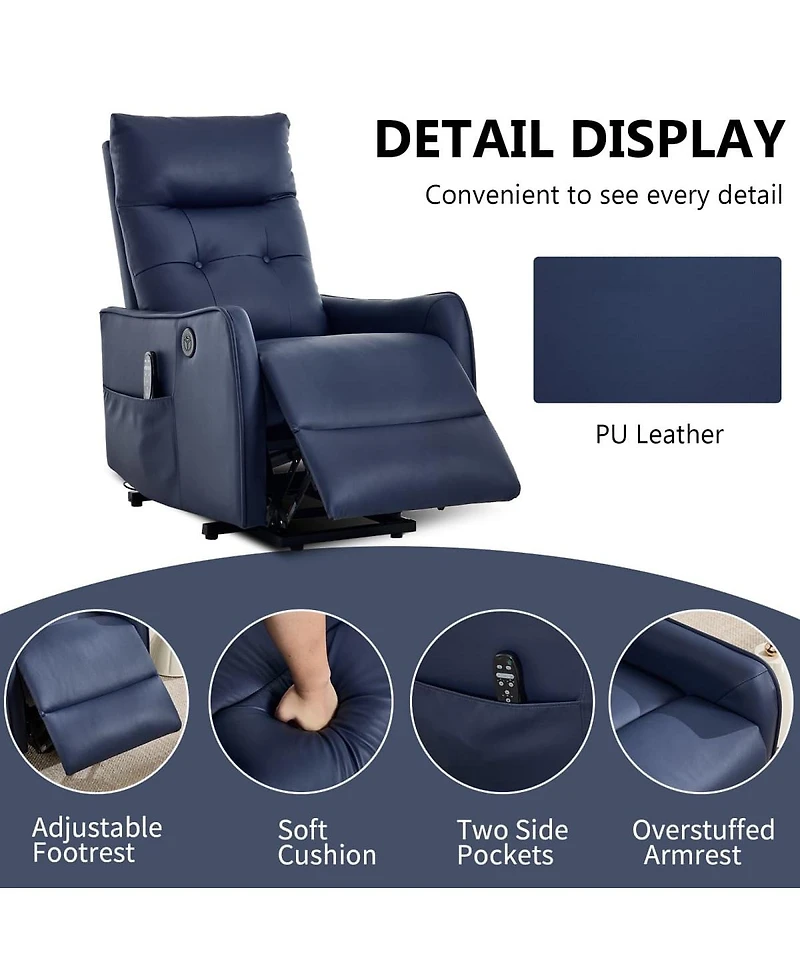 Maison Boucle Pu Leather Lift Chair with Massage & Heat, Power Recliner for Elderly with Usb Port, Remote Control, Heavy Duty Base-Maison Boucle