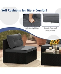 Gouun 5-Piece Wicker Patio Sofa Set with Cushions and Square Coffee Table