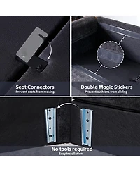 Rainsken 3-Seater L-Shaped Chenille Sectional Sofa with Ottoman with Removable Washable Covers and Sturdy Solid Wood Frame for Living Room Use