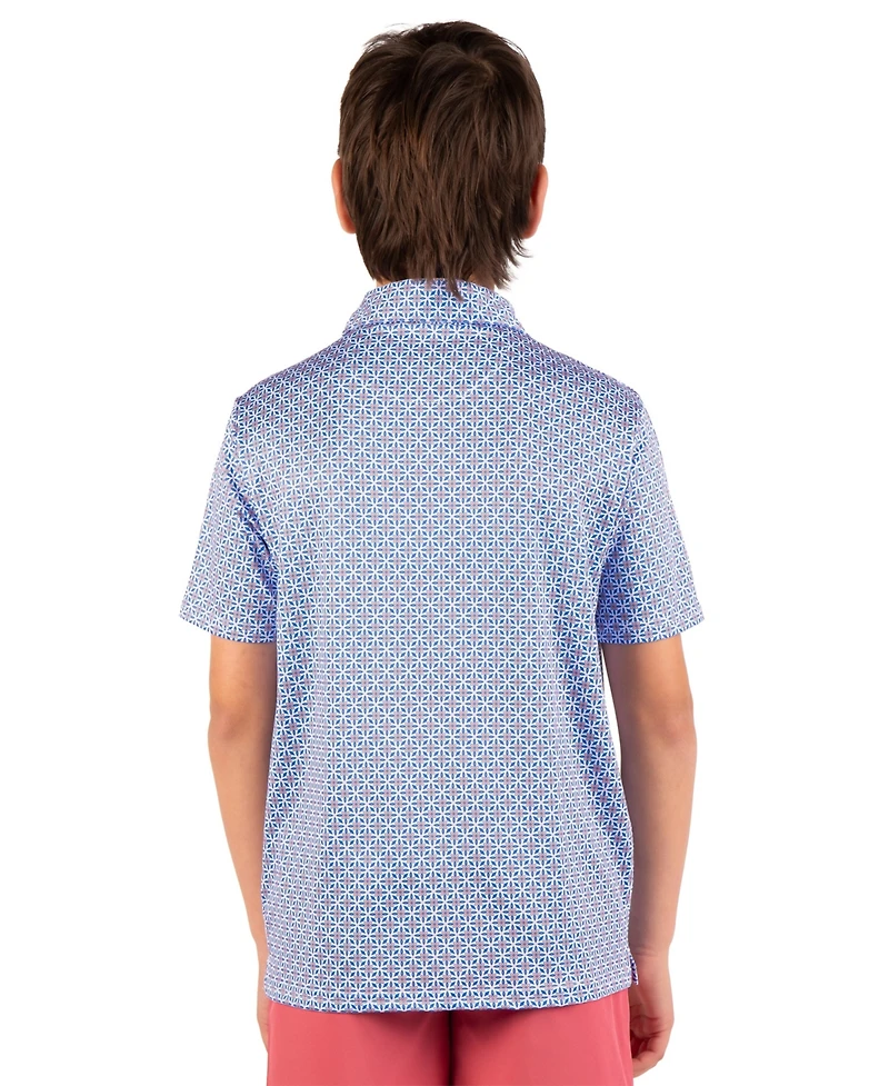 TailorByrd Boys Geo Floral Printed Performance Polo
