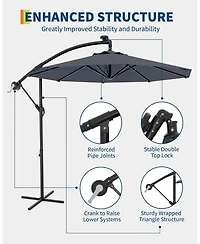gaomon offset patio umbrella with weighted base, 360degree(s) rotation and infinite tilt for versatile shade on decks, poolsides, lawns, backyards