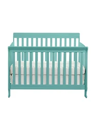Flynama Turquoise 4in1 Convertible Crib Classic Sleigh Design Safe Finish for Baby Nursery