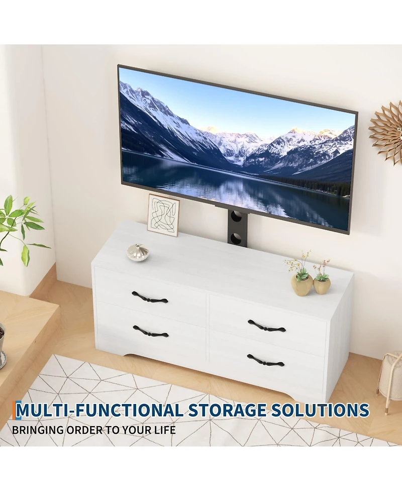 gaomon 63" Modern Tv Stand and Media Console for Up to 75" TVs - Mdf with Adjustable Mount, 6 Drawers.