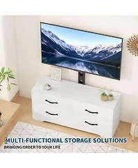 gaomon 63" Modern Tv Stand and Media Console for Up to 75" TVs - Mdf with Adjustable Mount, 6 Drawers.