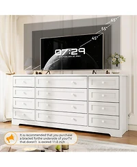 gaomon 12 Drawer Dresser, 63" Wide Wood Chest of Drawers Storage Cabinet.