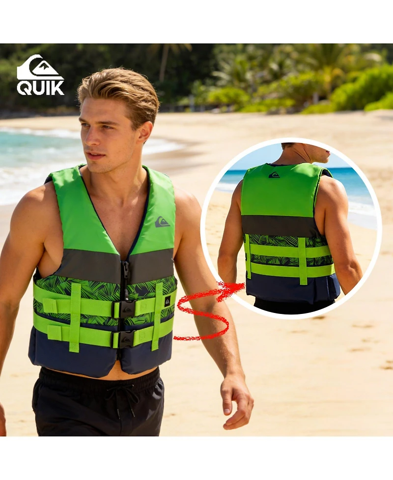 Quiksilver Uscg Approved Adult Life Jacket, Lightweight Epe Foam and Quick-Release Buckles for Fishing Boating Kayaking