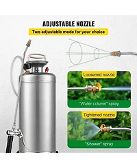Sugift 3.5Gal Stainless Steel Sprayer, 20" Wand, Adjustable Nozzle for Gardening