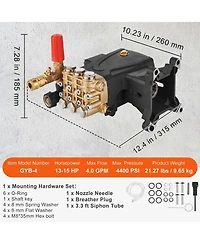 Sugift Pressure Washer Pump, 4400 Psi, 1" Shaft Triplex Plunger for Power Washers