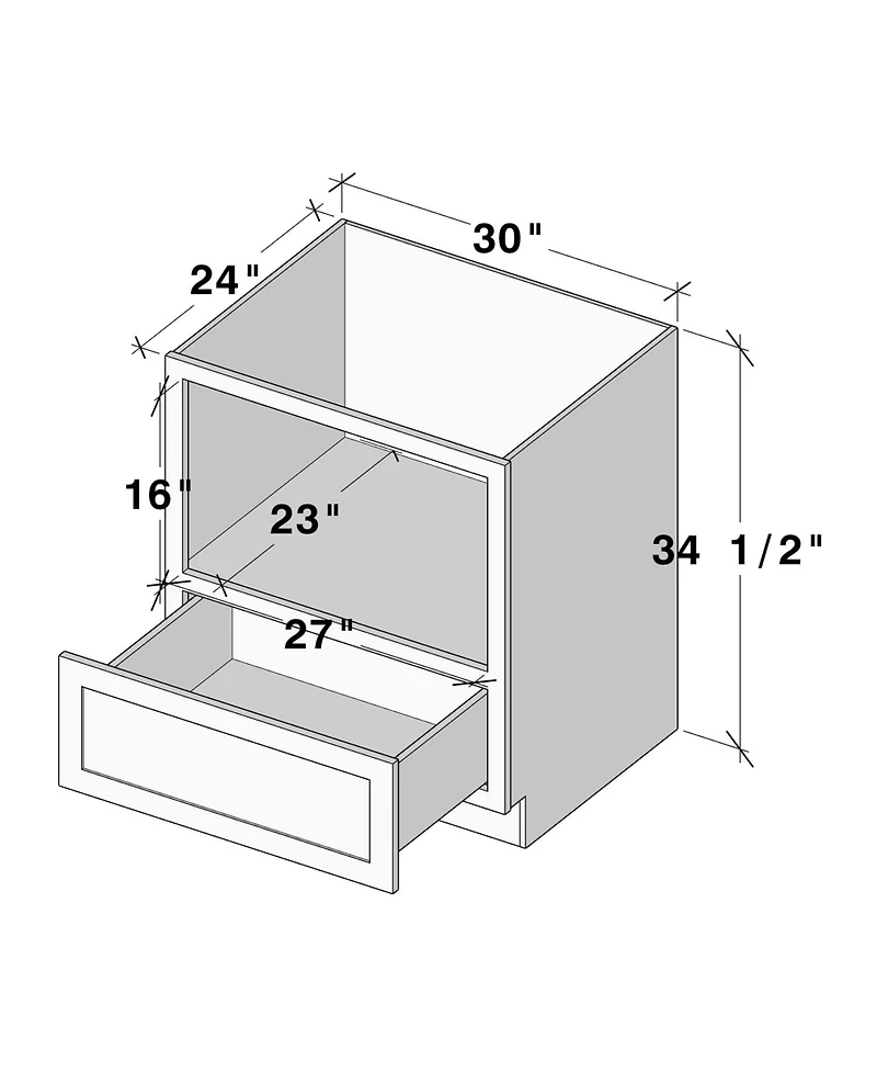 Boyel Living W30 Microwave Base Cabinet with Full Overlay Hdf Door and Dovetail Drawer