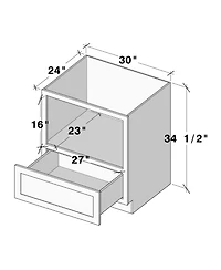 Boyel Living W30 Microwave Base Cabinet with Full Overlay Hdf Door and Dovetail Drawer