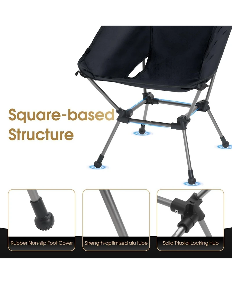 Piscifun Portable Camping Chair Plus, Larger & Roomier, Compact and Lightweight Still, Folding for Backpacking Hiking, 330Lbs Capacity