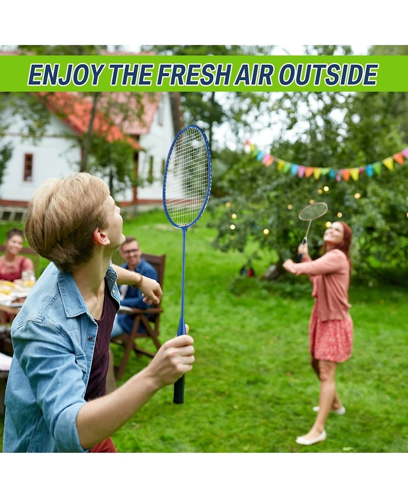 Aronkl 8 Packs Badminton Rackets Set 12 Shuttlecocks Adult Backyard Gym Beach Outdoor