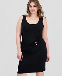 Full Circle Trends Trendy Plus Sash-Belt Bodycon Dress