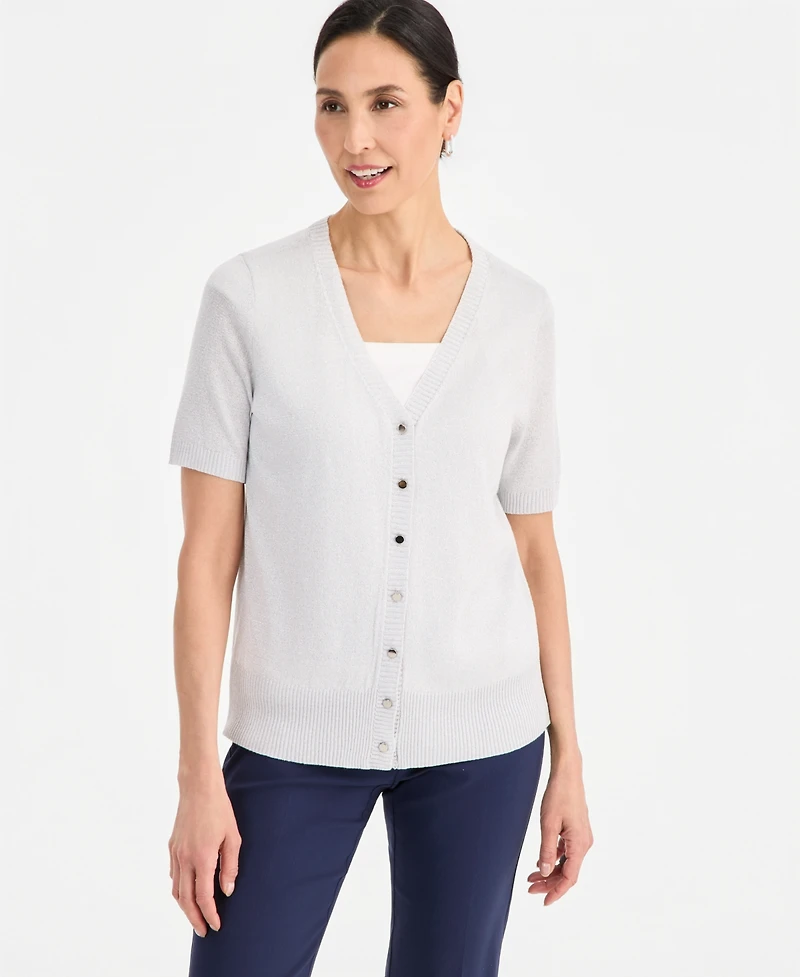 Jm Collection Women's Short-Sleeve V-Neck Cardigan, Macy's Exclusive