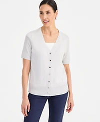 Jm Collection Women's Short-Sleeve V-Neck Cardigan, Macy's Exclusive