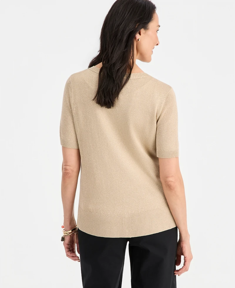 Jm Collection Women's Shine Cardigan Short-Sleeve V-Neck, Macy's Exclusive