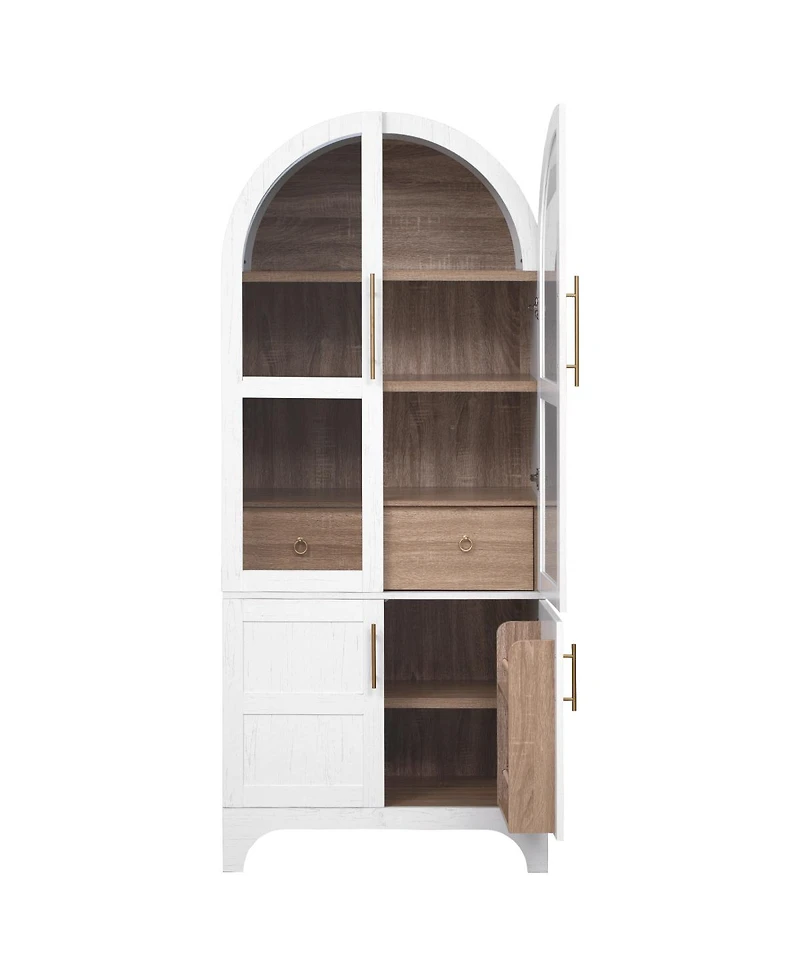Streamdale Furniture Farmhouse Arched Pantry Cabinet with Door Shelves and Drawer