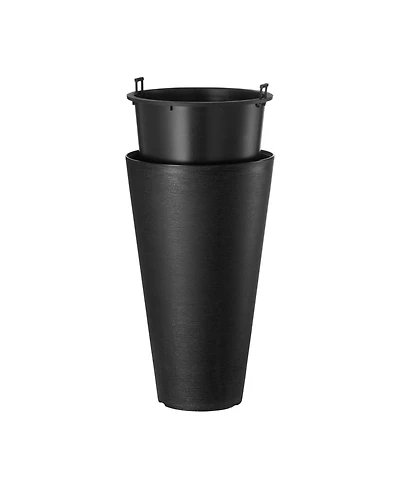 Sugift Set of 2.24in Round Tall Planters with Drainage for Patio Porch