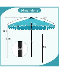 Sugift 9.3 Feet Solar Patio Umbrella with 24 Led Lights Vented Top and Ruffles