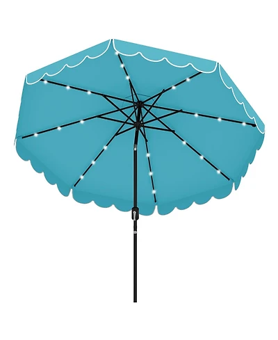 Sugift 9.3 Feet Solar Patio Umbrella with 24 Led Lights Vented Top and Ruffles